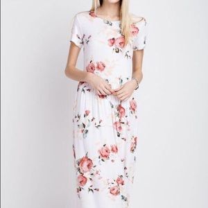 Ivory floral maxi dress- medium